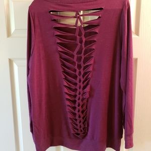 Torrid Magenta Slashed Back Sweatshirt (1)